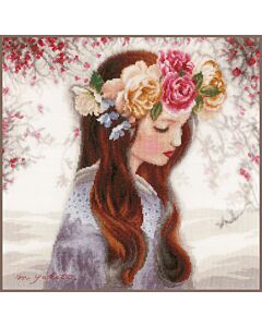 Lanarte borduurpakket "The Day when Flowers are Piled Up" PN-0184498 op linnen