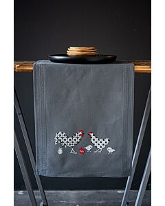 Borduurpakket tafelloper haan en kip van Vervaco pn-0186090 voorbedrukt