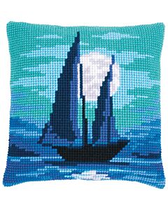 Vervaco kussenpakket  Zeilboot in blauw maanlicht pn-0187488 om te borduren