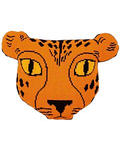 Borduurpakket kruissteekkussen Eva Mouton Cheetah met kussenrug van Vervaco pn-0197160