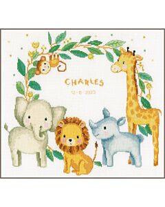 Vervaco borduurpakket geboortetegel Jungle dieren pn-0197905 om te borduren