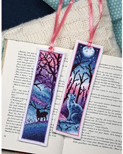 Vervaco borduurpakket 2st. boekenleggers kat en hert PN-0202217 telpatroon