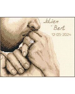 Vervaco borduurpakket trouwtegel Eeuwig verbonden PN-0202621 in Sepia stijl