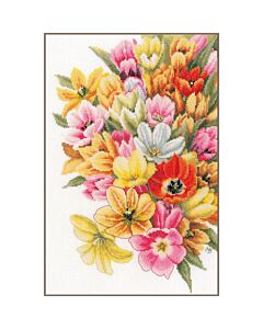 Lanarte borduurpakket boeket met tulpen PN-0202674 telpatroon (evenweave)