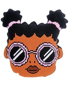 Vervaco kruissteekkussen Meisje met Staartjes met kussenrug pn-0202910 van Eva Mouton