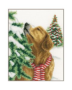 Vervaco borduurpakket Hond in kerstlandschap PN-0203160 telpatroon