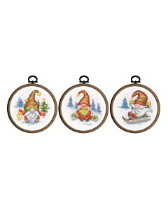 Vervaco borduurpakket gnomes 3st. PN-0203241 telpatroon incl. borduurringen