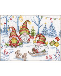 Vervaco borduurpakket feest met tuinkabouters PN-0203507 telpatroon