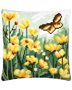 Vervaco borduurkussenpakket vlinder tussen de bloemen PN-0204618 voorbedrukt