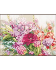 Lanarte borduurpakket heldere bloemen PN-0205167 evenweave telpatroon