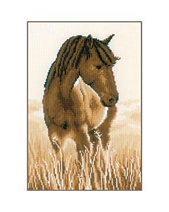 Vervaco borduurpakket paard PN-0205368 telpatroon in sepia stijl