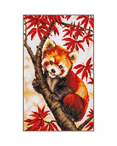 Lanarte borduurpakket rode panda in de boom PN-0206212 evenweave telpatroon
