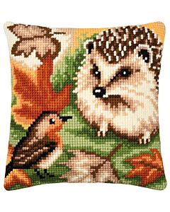 Vervaco borduurkussenpakket egel en roodborstje PN-0206239 voorbedrukt