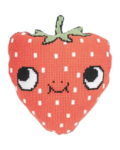 Vervaco kruissteekvormkussen Aardbei met kussenrug PN-0206633 van Eva Mouton