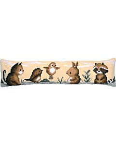 Vervaco borduurtochtkussenpakket diertjes PN-0206727 voorbedrukt (kussenrug & opvulkussen apart verkrijgbaar)