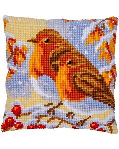 Vervaco borduurkussenpakket roodborstjes PN-0206771 voorbedrukt