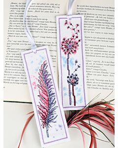 Vervaco borduurpakket 2st. boekenleggers 'Pluim & paardenbloem/pluisjesbloem' PN-0206895 telpatroon