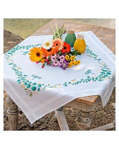 Vervaco borduurpakket tafelkleed eucalyptus PN-0206972 voorbedrukt (ook verkrijgbaar in een tafelloper variant)