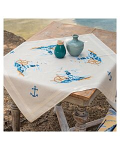 Vervaco borduurpakket tafelkleed marine PN-0206977 voorbedrukt (ook verkrijgbaar in een tafelloper variant)