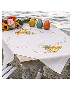 Vervaco borduurpakket tafelkleed pompoen met bladeren PN-0206982 voorbedrukt