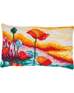 Vervaco borduurkussenpakket klaprozen landschap PN-0207522 voorbedrukt