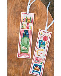 Vervaco borduurpakket 2st. boekenleggers rustgevend leeshoekje PN-0207578 telpatroon