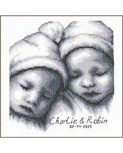 Vervaco borduurpakket geboortetegel konijntjes in de bloementuin PN-0204852 telpatroon