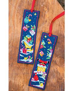 Vervaco borduurpakket 2st. boekenleggers arreslee en kerstman PN-0211899 telpatroon