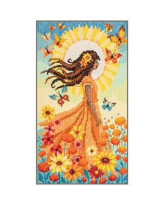 Vervaco borduurpakket 'Meisje met de zon' PN-0212151 telpatroon (ook verkrijgbaar in een kruissteekkussen variant)