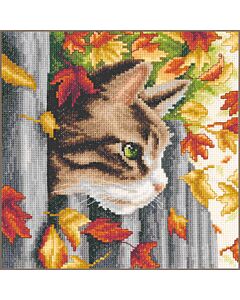 Vervaco borduurpakket poes in de herfst PN-0212261 telpatroon