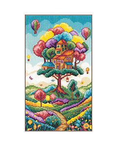 Vervaco borduurpakket landschap met boomhut PN-0215355 telpatroon