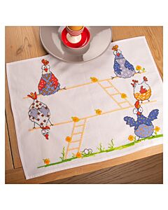 Vervaco borduurpakket placemat 2st. gekke kippen PN-0215598 voorbedrukt