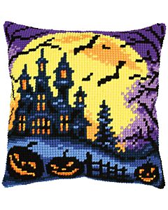 Vervaco borduurkussenpakket halloween landschap PN-0216238 voorbedrukt (kussenrug en opvulkussen apart verkrijgbaar)