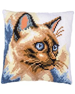 Vervaco borduurkussenpakket Siamese kat PN-0217474 voorbedrukt (kussenrug en opvulkussen apart verkrijgbaar)