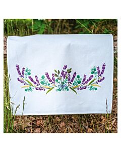 Vervaco borduurpakket theedoek lavendel PN-0217583 voorbedrukt