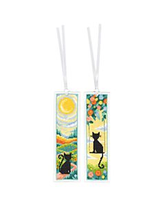 Vervaco borduurpakket 2st. boekenleggers katten in de tuin PN-0217771 telpatroon