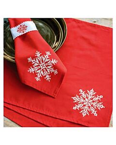Vervaco borduurpakket servetten en servetringen 4st. sneeuwkristal PN-0217795 voorbedrukt
