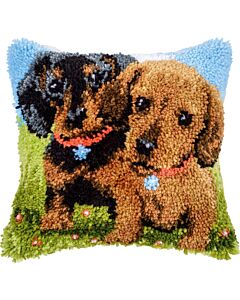 Vervaco smyrnapakket knoopkussen 2 teckels PN-0221697 voorbedrukt