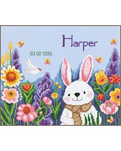 Vervaco borduurpakket geboortetegel konijn in de tuin PN-0221962 telpatroon