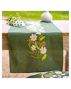 Vervaco borduurpakket tafelloper witte bloemen PN-0222584 voorbedrukt