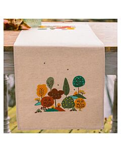 Vervaco borduurpakket tafelloper herfstbos PN-0222662 voorbedrukt (ook verkrijgbaar in een tafelkleed variant)