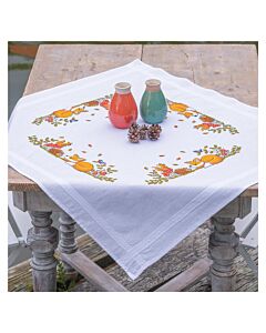 Vervaco borduurpakket tafelkleed herfstdiertjes PN-0223035 voorbedrukt