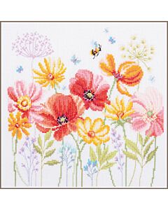 Vervaco borduurpakket klaprozen en wilde bloemen PN-0224161 telpatroon