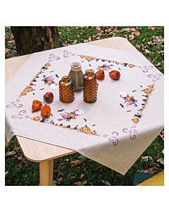 Vervaco borduurpakket tafelkleed bloemen symfonie PN-0223394 voorbedrukt (ook verkrijgbaar in een tafelloper & een borduurpakket variant)