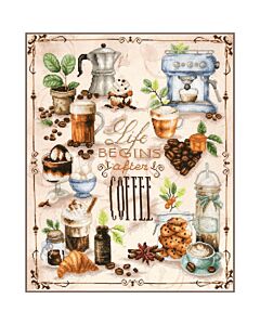 Lanarte borduurpakket koffie tijd PN-0226410 evenweave telpatroon