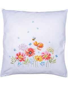 Vervaco borduurkussenpakket pastel bloemen PN-0222433 voorbedrukt