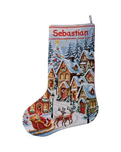 Vervaco borduurpakket kerstsok kerstdorp PN-0244939 telpatroon