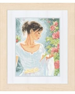 Borduurpakket lanarte  rode bloemen  op linnen pn-0154475 van romance