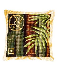 Voorbedrukt kruissteek kussen bamboo 2 als borduurpakket