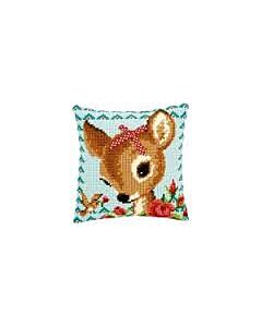 Borduurpakket kruissteekkussen  bambi met strikje van vervaco pn 0149899